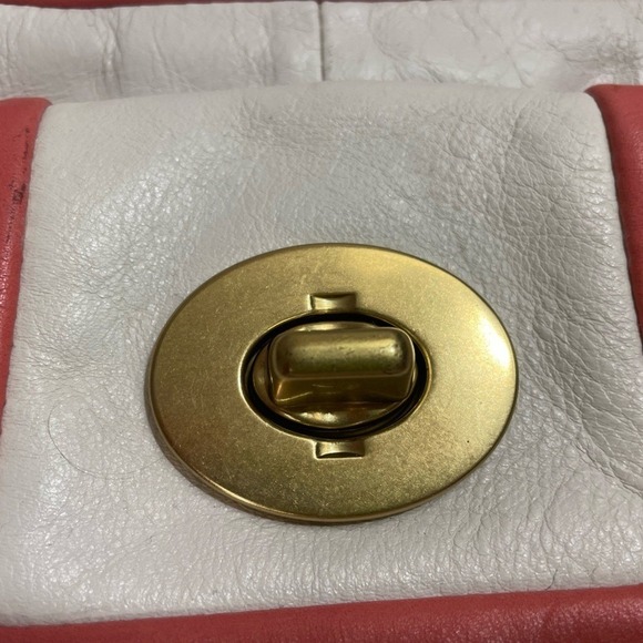 Coach Cricket Top Handle Satchel Coral and White Leather Style No 13601 EUC - Picture 5 of 10